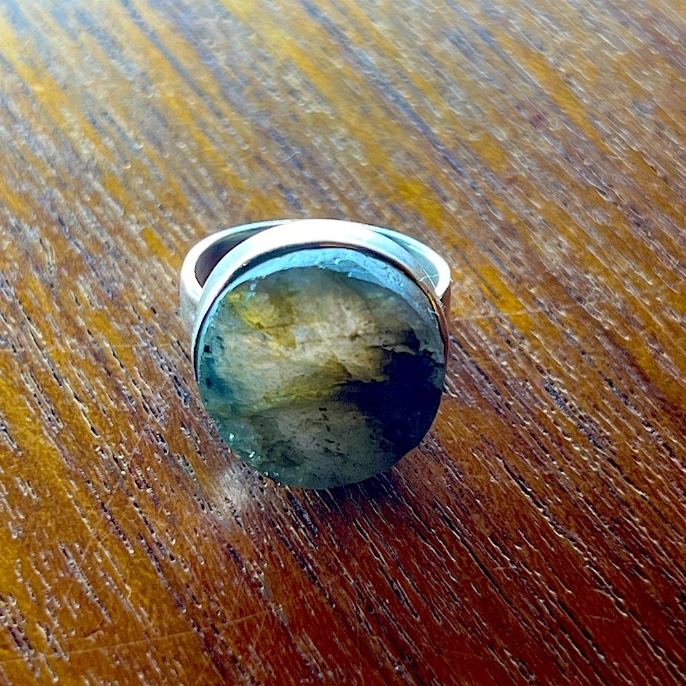 Raw Labradorite Sterling Silver Ring